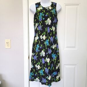 Jeffrey And Dara Vintage Black Floral Sleeveless Lined Dress Size 6
